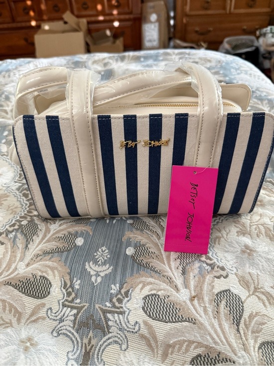 Betsey Johnson Handbags - Betsey Johnson Red Navy Striped Satchel Shoulder Bag NWT $94
